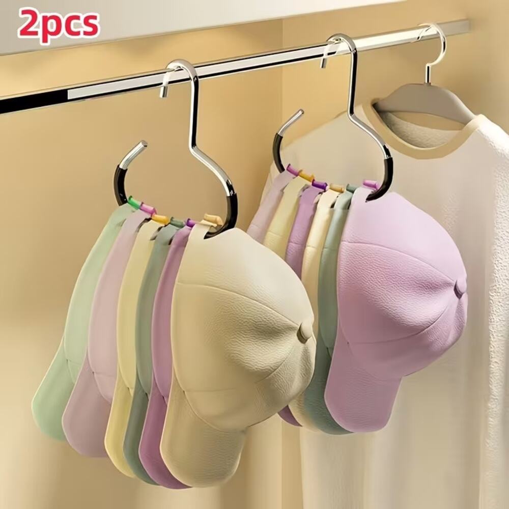 2pcs Simple Hat Storage Hooks, Metal Material for hats Scarf Belt New Black
